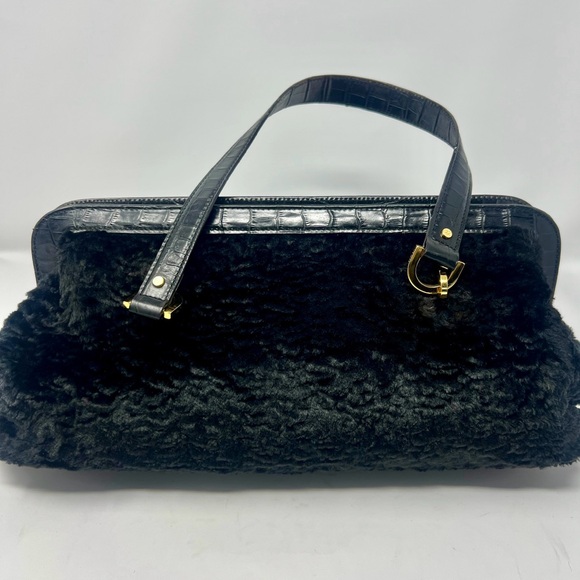 Kate Spade Vintage Lamb's Wool Black Bag With Leather Handles - Picture 7 of 16